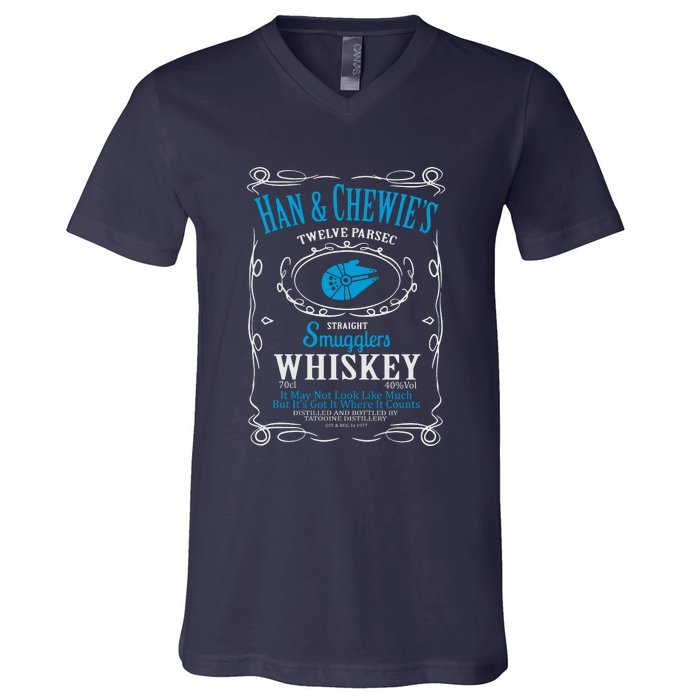 Han And Chewies Smugglers Whiskey V-Neck T-Shirt