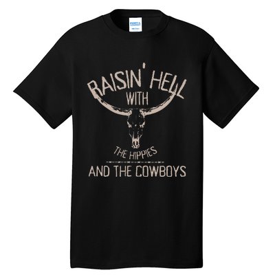 Hippies And Cowboys Western Cowhide Cowgirls Tall T-Shirt