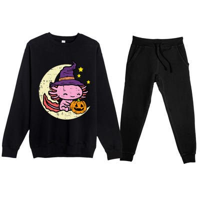 Halloween Axolotl Cute Fall Costume Premium Crewneck Sweatsuit Set