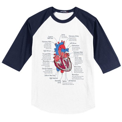 Heart Anatomy CVICU Nurse Cardiac Nurse Baseball Sleeve Shirt