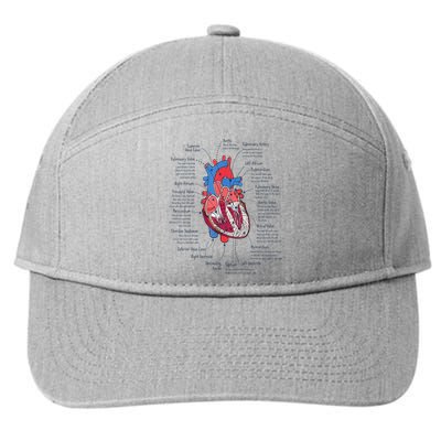 Heart Anatomy CVICU Nurse Cardiac Nurse 7-Panel Snapback Hat