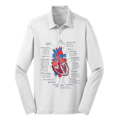 Heart Anatomy CVICU Nurse Cardiac Nurse Silk Touch Performance Long Sleeve Polo