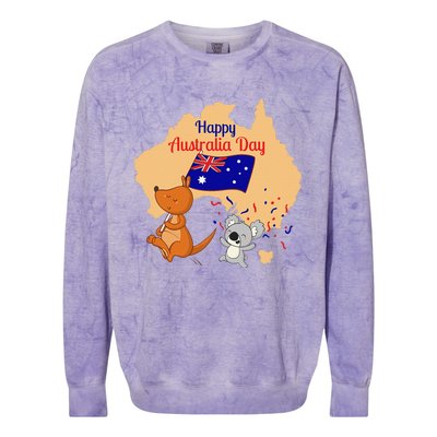 Happy Australia Day Kangaroo Animal Lover For Earth Day Colorblast Crewneck Sweatshirt