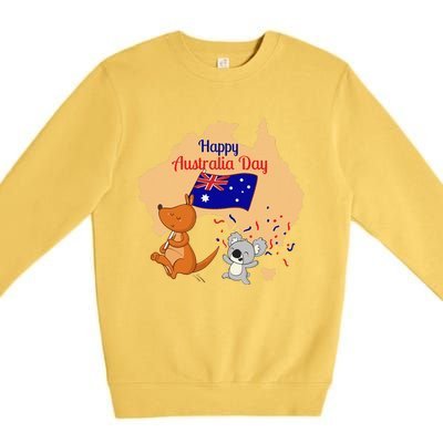 Happy Australia Day Kangaroo Animal Lover For Earth Day Premium Crewneck Sweatshirt