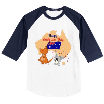 Happy Australia Day Kangaroo Animal Lover For Earth Day Baseball Sleeve Shirt