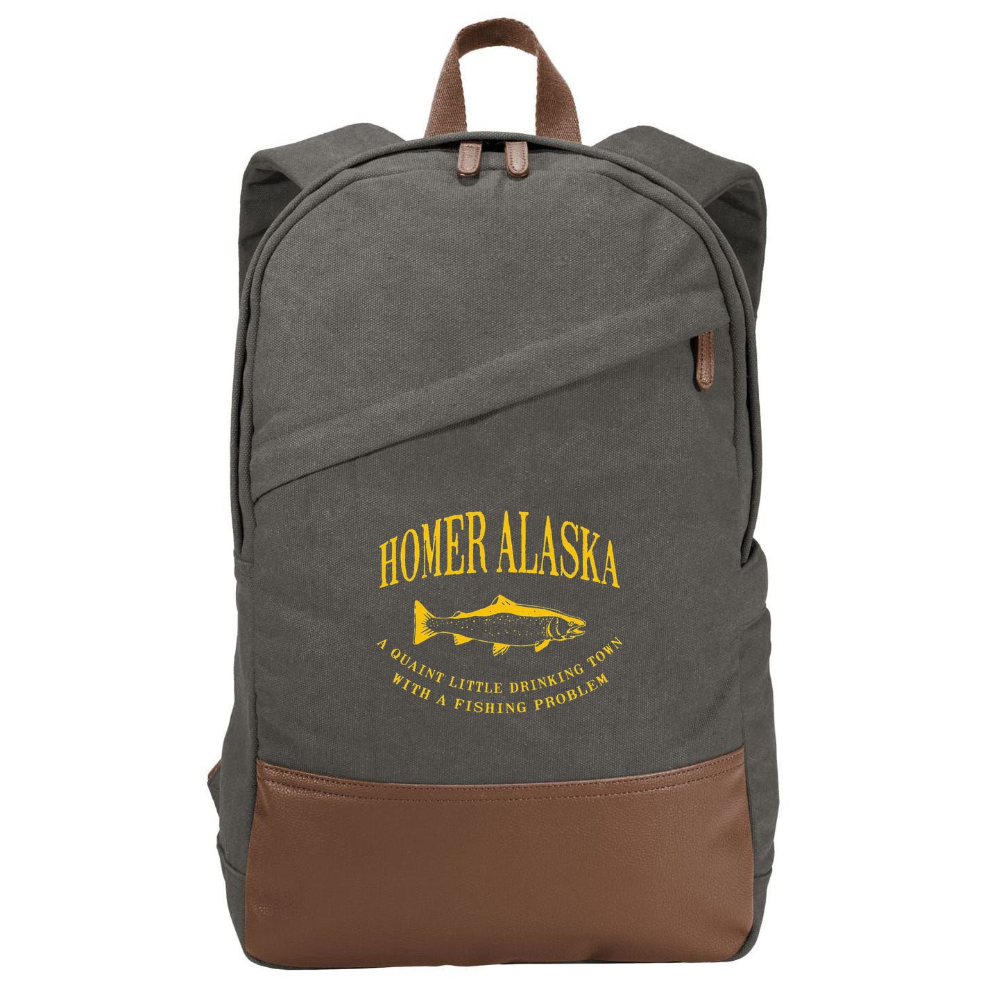 Homer Alaska Drinking Town With A Fishing Problem Cotton Canvas Backpack