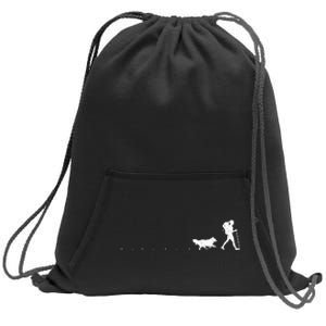 Hiker And Dog Path Mountain Forest Wildlife Camping Funny Sweatshirt Cinch Pack Bag