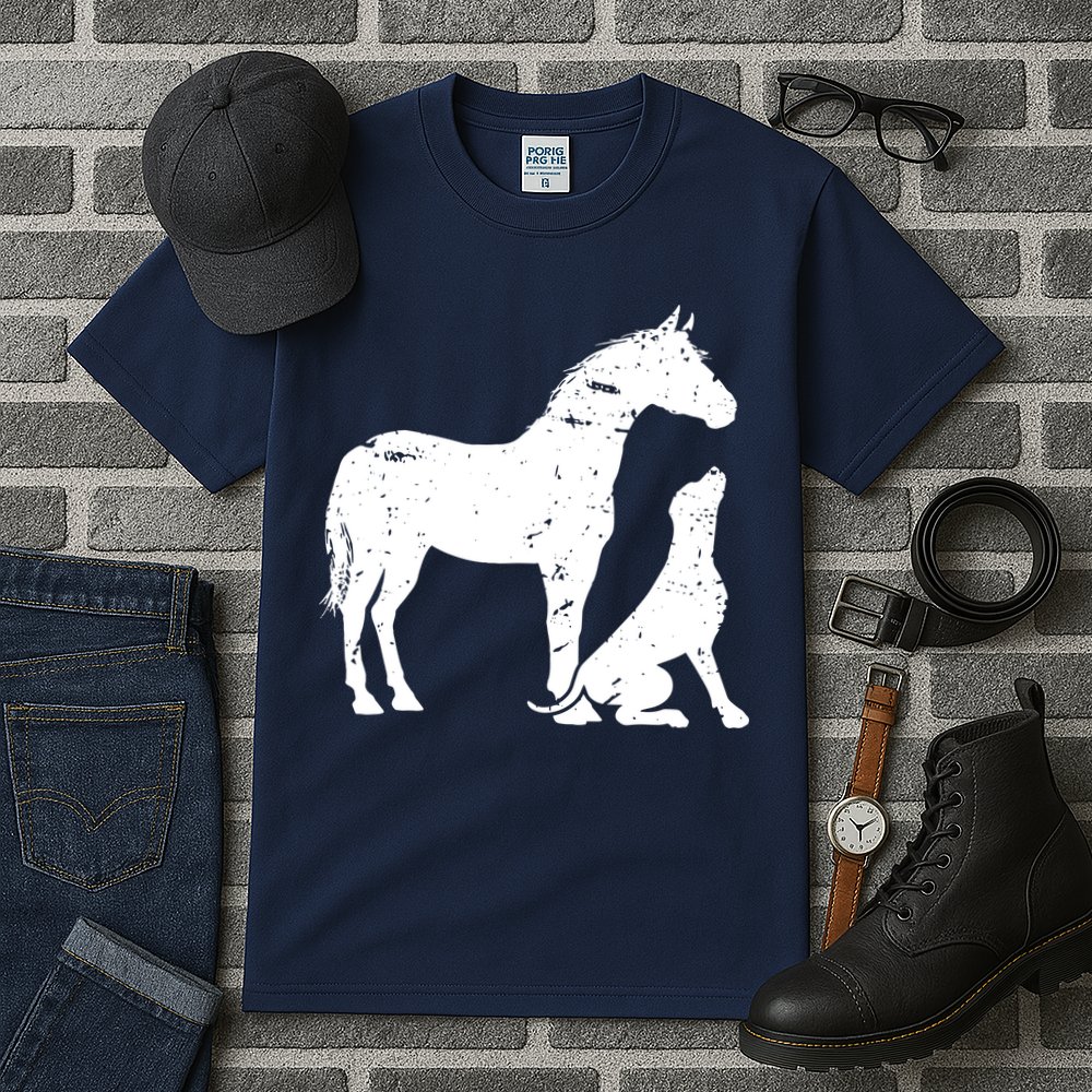 HORSE And DOG Motif For Women And Men Horse Dog Lover Tall T-Shirt