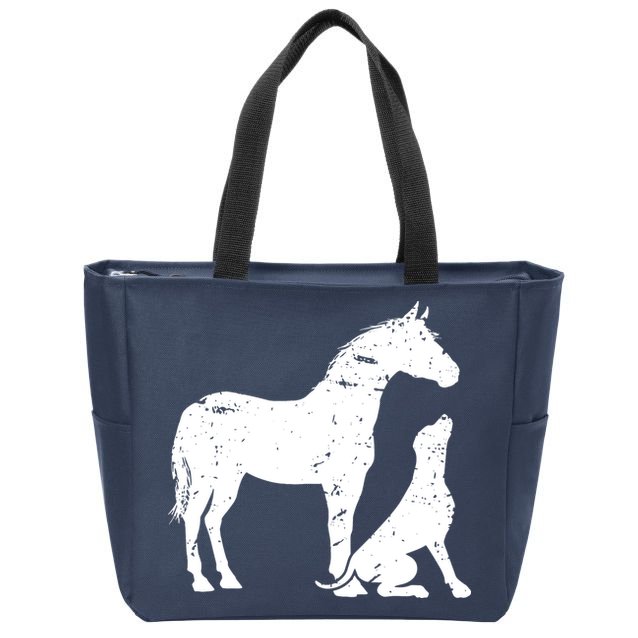 HORSE And DOG Motif For Women And Men Horse Dog Lover Zip Tote Bag