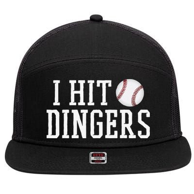 Hit a Dinger Funny Baseball Player Home Run Fun 7 Panel Mesh Trucker Snapback Hat