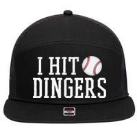Hit a Dinger Funny Baseball Player Home Run Fun 7 Panel Mesh Trucker Snapback Hat
