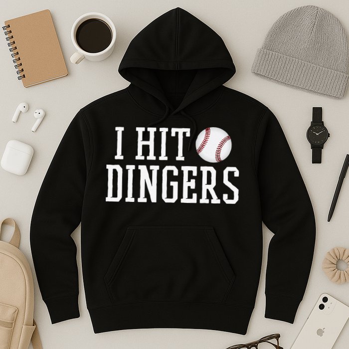 Hit a Dinger Funny Baseball Player Home Run Fun Hoodie