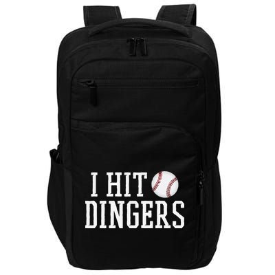 Hit a Dinger Funny Baseball Player Home Run Fun Impact Tech Backpack