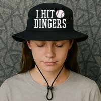 Hit a Dinger Funny Baseball Player Home Run Fun Bucket Hat