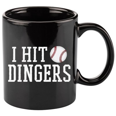 Hit a Dinger Funny Baseball Player Home Run Fun 11oz C Handle Ceramic Mug