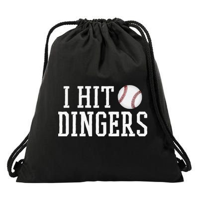 Hit a Dinger Funny Baseball Player Home Run Fun Drawstring Bag