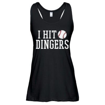 Hit a Dinger Funny Baseball Player Home Run Fun Ladies Essential Flowy Tank