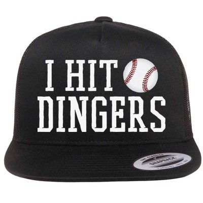 Hit a Dinger Funny Baseball Player Home Run Fun Flat Bill Trucker Hat