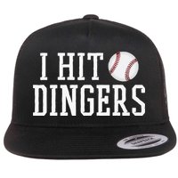 Hit a Dinger Funny Baseball Player Home Run Fun Flat Bill Trucker Hat
