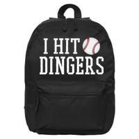 Hit a Dinger Funny Baseball Player Home Run Fun 16 in Basic Backpack