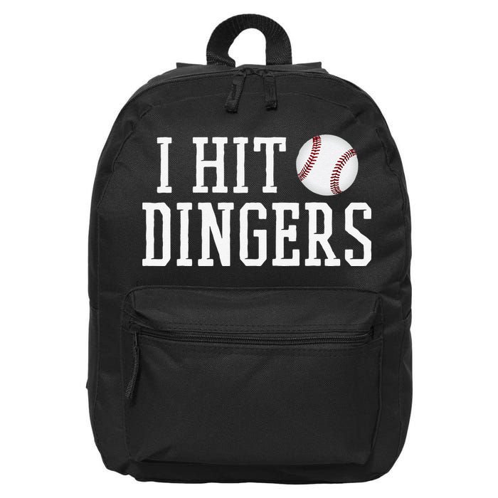 Hit a Dinger Funny Baseball Player Home Run Fun 16 in Basic Backpack