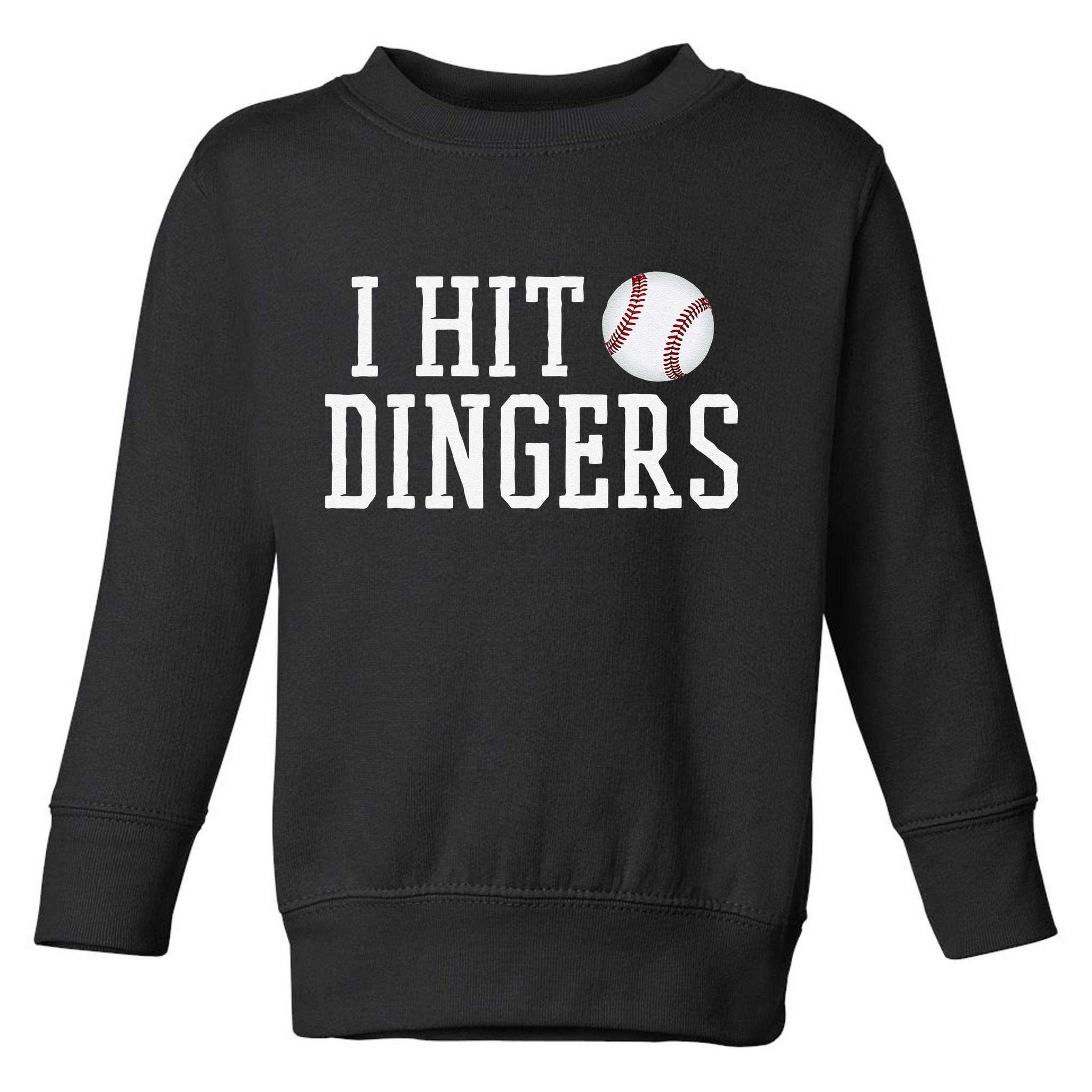 Hit a Dinger Funny Baseball Player Home Run Fun Toddler Sweatshirt
