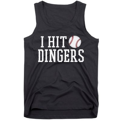 Hit a Dinger Funny Baseball Player Home Run Fun Tank Top
