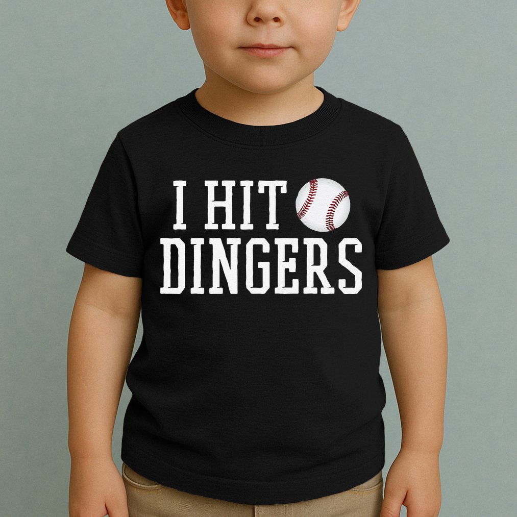 Hit a Dinger Funny Baseball Player Home Run Fun Toddler T-Shirt