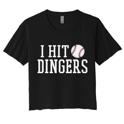 Hit a Dinger Funny Baseball Player Home Run Fun Women's Crop Top Tee