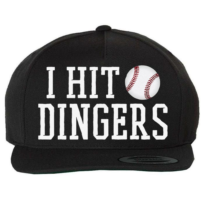 Hit a Dinger Funny Baseball Player Home Run Fun Wool Snapback Cap