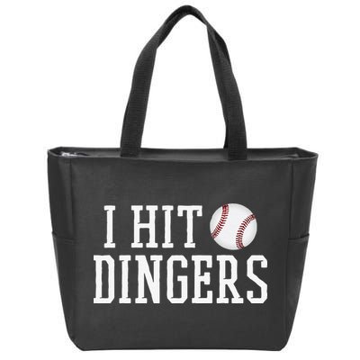 Hit a Dinger Funny Baseball Player Home Run Fun Zip Tote Bag