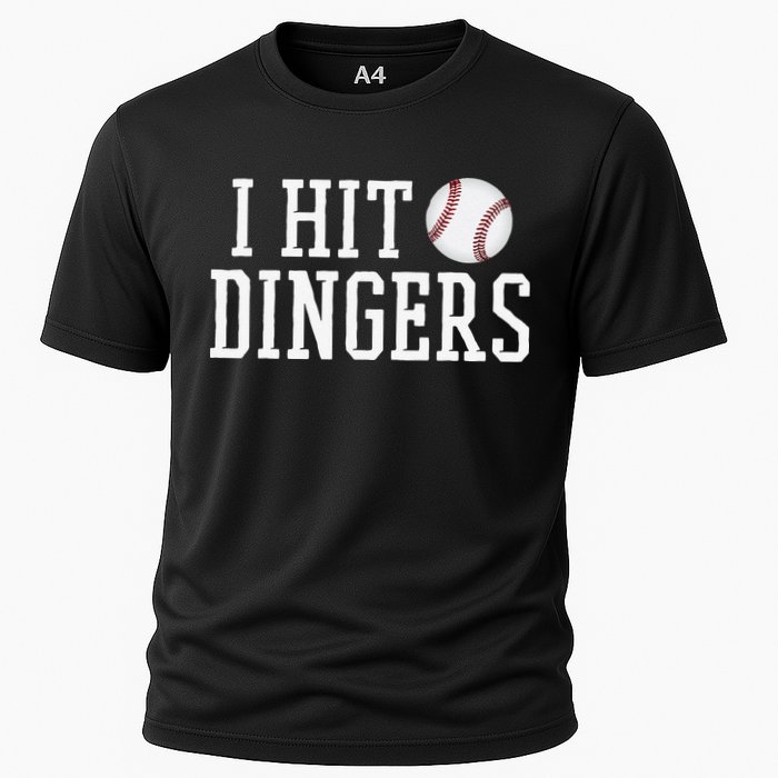 Hit a Dinger Funny Baseball Player Home Run Fun Cooling Performance Crew T-Shirt
