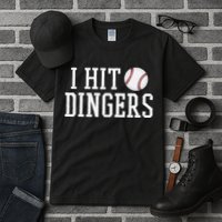 Hit a Dinger Funny Baseball Player Home Run Fun Tall T-Shirt
