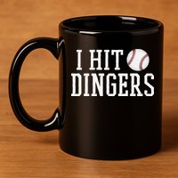Hit a Dinger Funny Baseball Player Home Run Fun 11oz C Handle Ceramic Mug