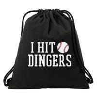 Hit a Dinger Funny Baseball Player Home Run Fun Drawstring Bag
