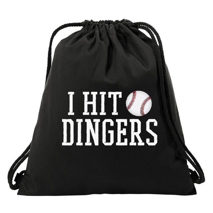 Hit a Dinger Funny Baseball Player Home Run Fun Drawstring Bag