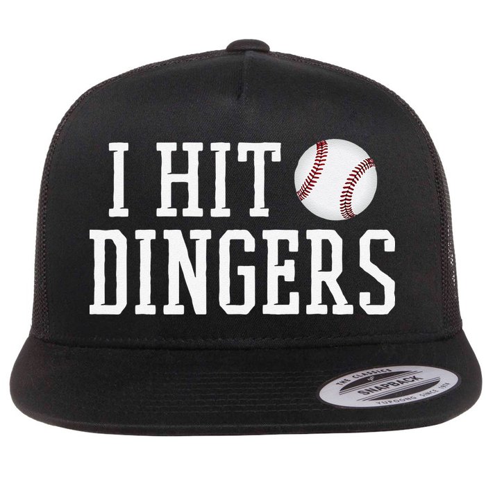 Hit a Dinger Funny Baseball Player Home Run Fun Flat Bill Trucker Hat