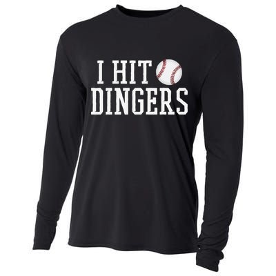 Hit a Dinger Funny Baseball Player Home Run Fun Cooling Performance Long Sleeve Crew