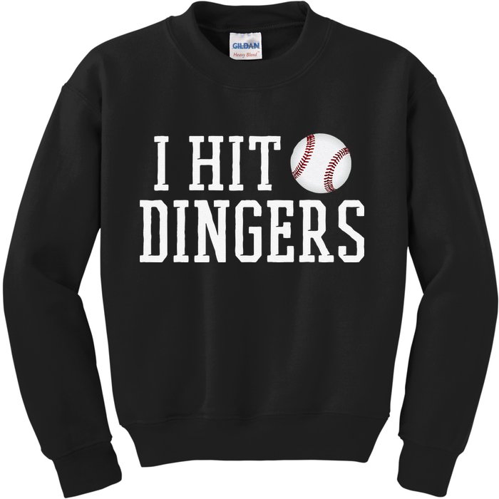Hit a Dinger Funny Baseball Player Home Run Fun Kids Sweatshirt