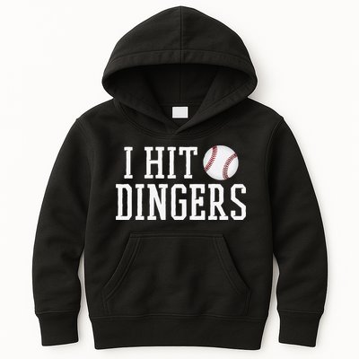 Hit a Dinger Funny Baseball Player Home Run Fun Kids Hoodie