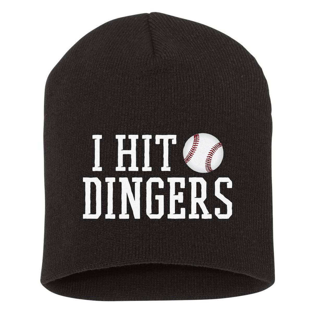 Hit a Dinger Funny Baseball Player Home Run Fun Short Acrylic Beanie