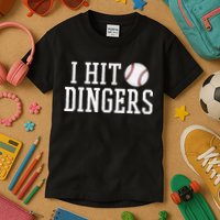 Hit a Dinger Funny Baseball Player Home Run Fun Kids T-Shirt