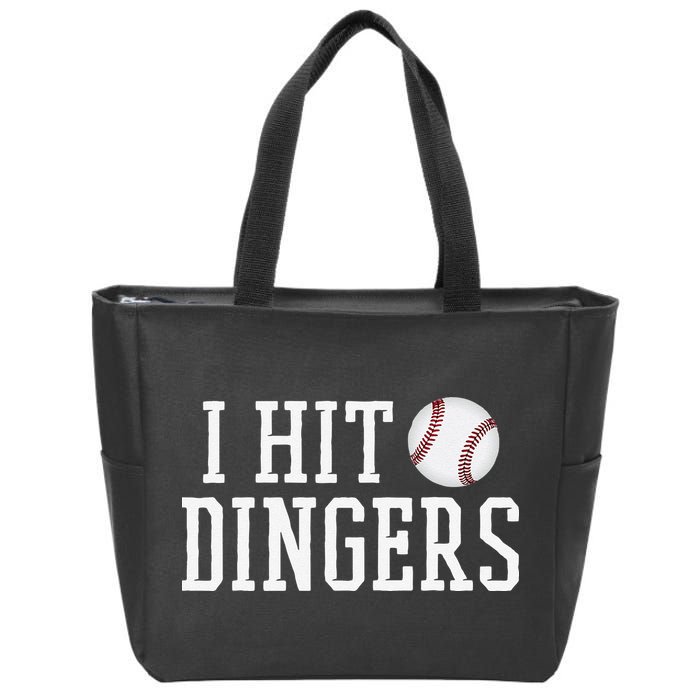 Hit a Dinger Funny Baseball Player Home Run Fun Zip Tote Bag