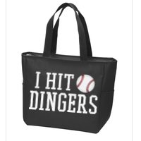 Hit a Dinger Funny Baseball Player Home Run Fun Zip Tote Bag
