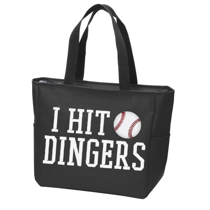 Hit a Dinger Funny Baseball Player Home Run Fun Zip Tote Bag