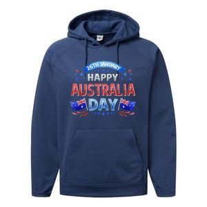 Happy Australia Daygreat Gift Celebrate Happy Australia Day Gift Performance Fleece Hoodie