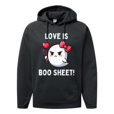 Humorous Antivalentines Day Love Is Boo Sheet Performance Fleece Hoodie