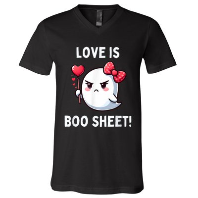 Humorous Antivalentines Day Love Is Boo Sheet V-Neck T-Shirt