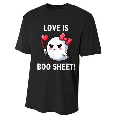 Humorous Antivalentines Day Love Is Boo Sheet Performance Sprint T-Shirt