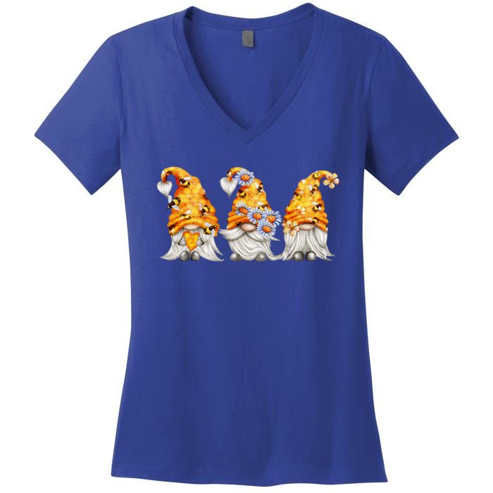 Honeybee And Daisy Bumblebee Bee Gnome Gift Women's V-Neck T-Shirt